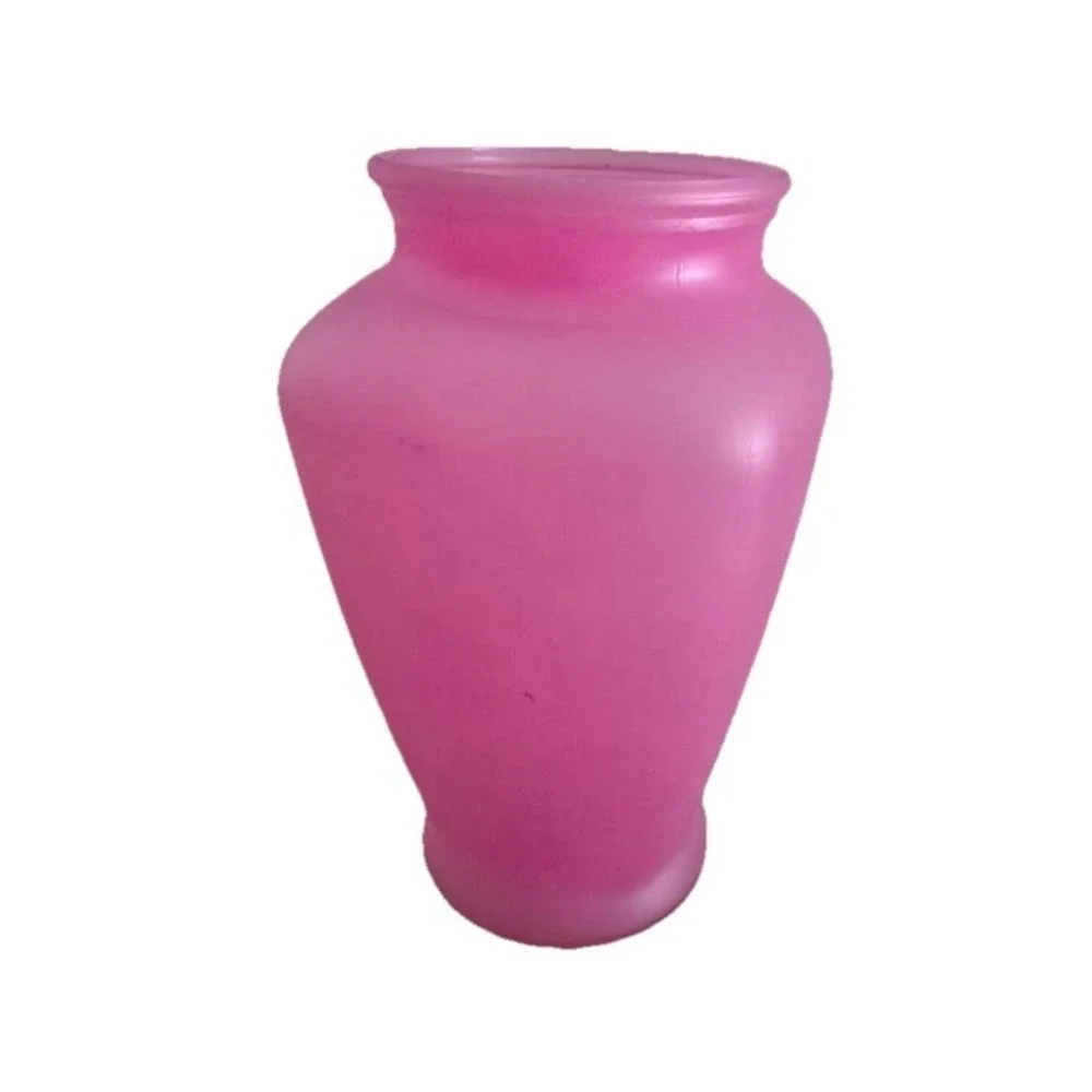 Vintage Vase Pink Fuchsia Frosted Glass 9x5